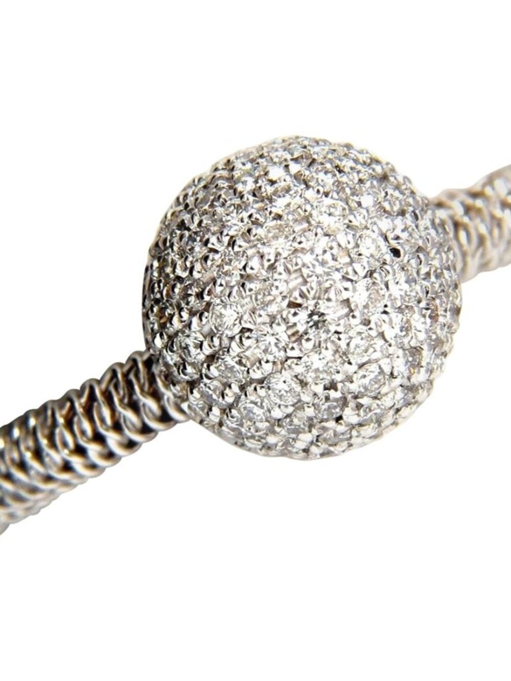 .76ct natural diamonds bead set ball ring 18kt + coil wire wrapped shank g/vs*